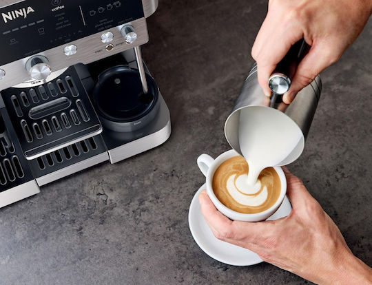Ninja Luxe Cafe Premier Automatic Espresso Machine 1650W Pressure 15bar for Cappuccino with Grinder Silver