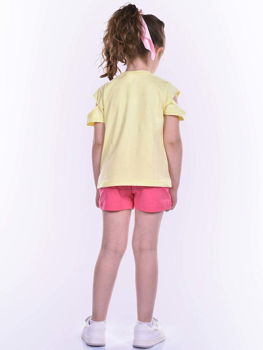 Kids' Set with Shorts Summer 2pcs Yellow Ice Cream