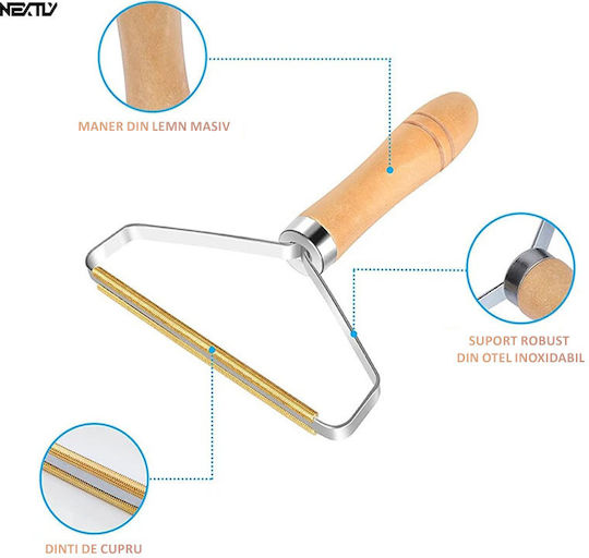 Set 4 Lint Pet Hair Cleaning Brushes Nextly Reusable Ergonomic Wooden Handle Copper Blade