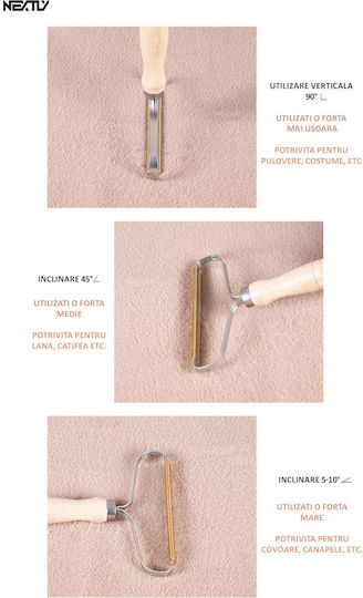 Set 2 Nextly Lint Pet Hair Cleaning Brushes Reusable Ergonomic Wooden Handle Copper Blade