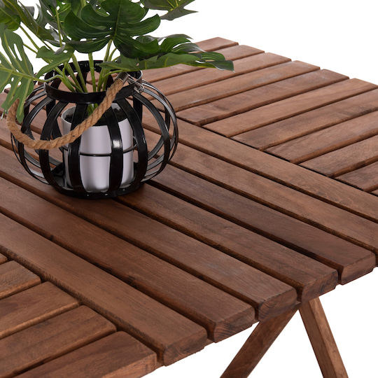 HomeMarkt Garden & Outdoor Furniture Sets Dining Room 5 Pieces Textilene Walnut Ecru