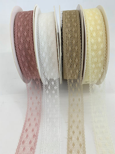 Spitze Beiges Pünktchen Muster 1.5cmx20m A173beige Rin-a173mpez