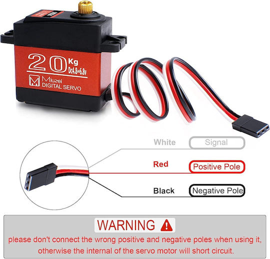 Rc Servo Motor 20 Kg 4.8v 6.8v Waterproof Operating Angle 0°-270° Metal Gear Robot Arm Rc Boat Rc Car Model Airplane Model Helicopter 32 Cm Cablu