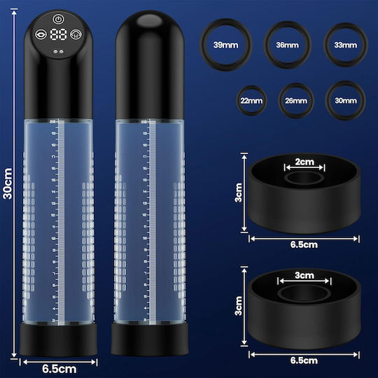 Electric Vacuum Pump Ipx7 Îmbunătățire Erecție 6 Niveluri de Aspirație Set de Inel 100% Rezistent la Apă 2 Mâneci din Silicon
