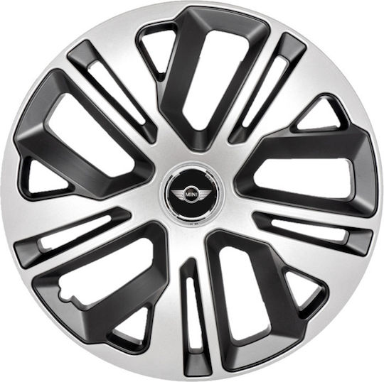 Σετ Τάσια Αυτοκινήτου 16" με Σήμα Mini Cooper 4τμχ Γκρι