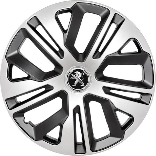 Set Capace de Roți Auto Compatibile Peugeot 4 Bucăți 14" Gri