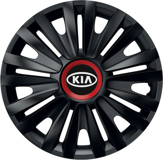 Car Hubcap Set with Kia Emblem 15" 4pcs Black