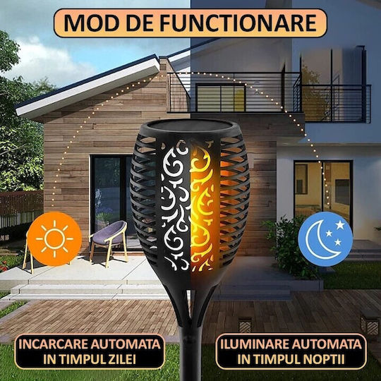 Set 6 Lămpi Solare de Grădină Torțe cu Senzor de Mișcare și Fotocelulă