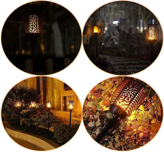 Set of 4 Stake Solar Lights Torches Warm White with Motion Sensor and Photocell