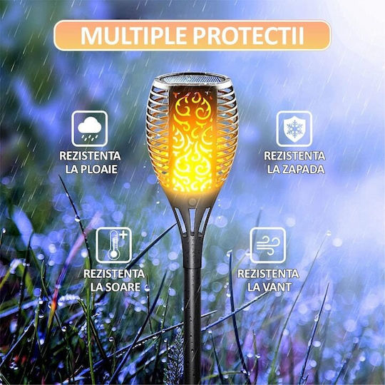 Spiked Solar Light Torch Warm White with Motion Sensor and Photocell
