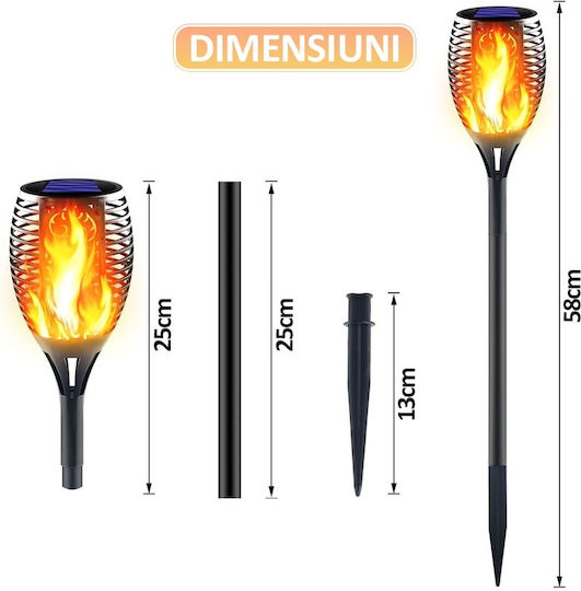Set of 2 Stake Solar Lights Torches Warm White with Motion Sensor and Photocell