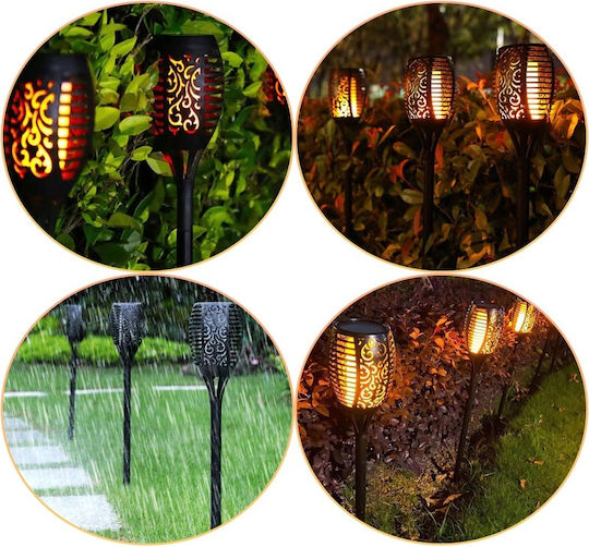 Set of 2 Stake Solar Lights Torches Warm White with Motion Sensor and Photocell