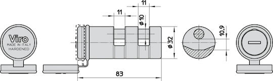 Viro Ατσάλινο Λουκέτο Πέταλο με Κλειδί 10mm