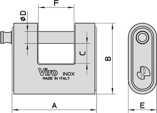 Viro Ατσάλινο Λουκέτο Τάκου με Κλειδί 62mm