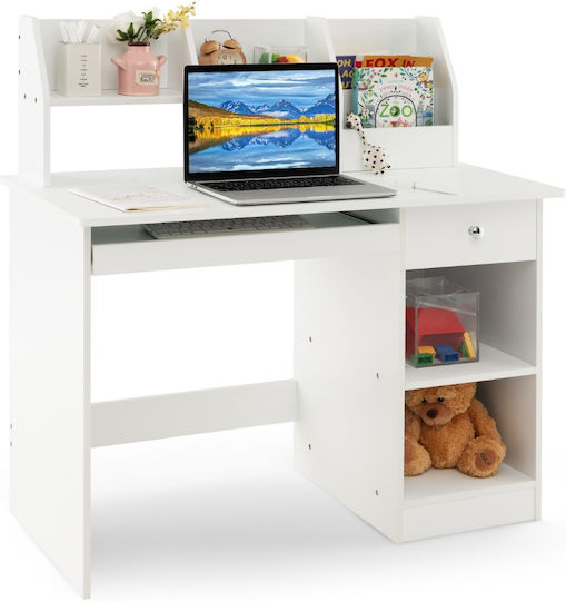 Kinderschreibtisch mit Bibliothek aus Melamin Weiß 90x45x90cm