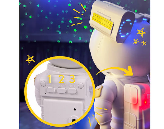 MalPlay Led Περιστρεφόμενο Παιδικό Φωτιστικό Projector με Προβολή Αστεριών