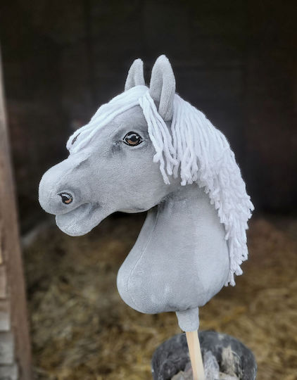 Premium Hobby Horse Großer Steckenpferd Graues Weißes Mähne A3