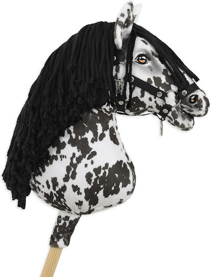 Hobby Horse Large Premium Stick Horse Tarantula Pattern Black White Black Mane A3