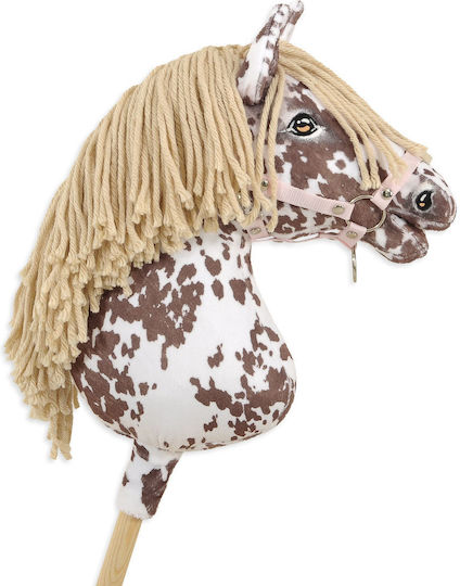 Hobby Horse Large Premium Stick Horse Tarantula Pattern White-brown Beige Mane A3