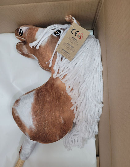 Голяма Премиум Пръчка Кон Hobby Horse На Петна Тобиано С Бяла Грива A3