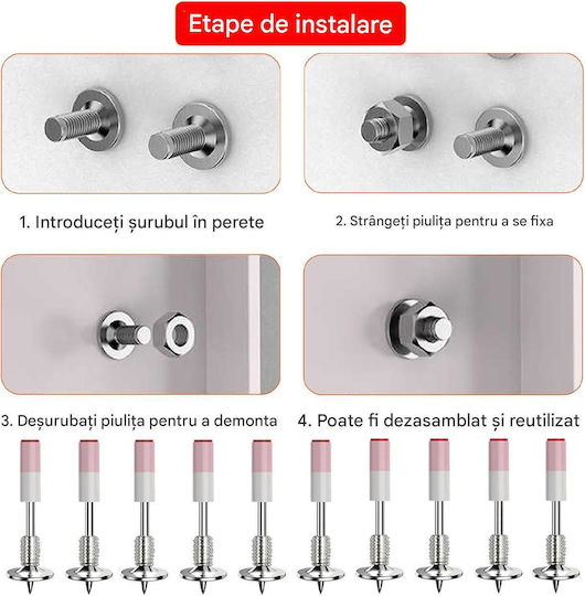 Set 100 Cuie Rotunde Șuruburi Pistol Manual Piuliță 7.3 Mm Durabil Rezistent La Rugină Beton Lemn Cărămidă Tavane Pereți Podele