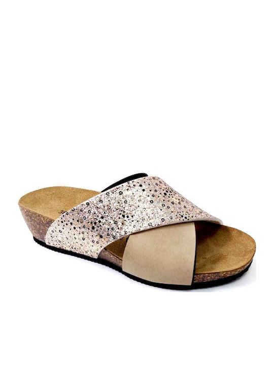 Women's Flat Sandals Anatomic in Gold Color