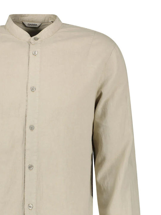 Long-sleeved Linen Shirt Beige