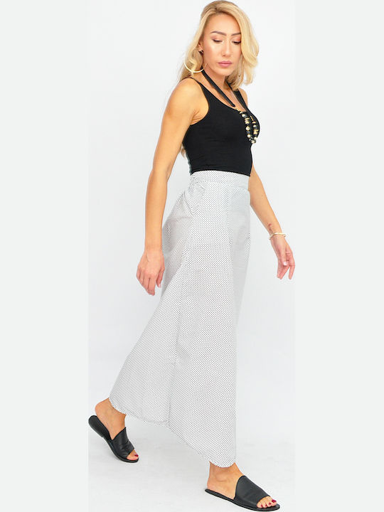 High-waisted Maxi Skirt Polka Dot White