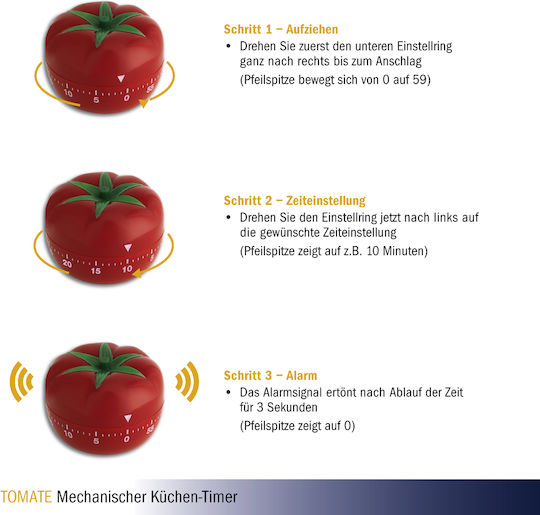 TFA Αναλογικό Χρονόμετρο Κουζίνας Tomato Αντίστροφης Μέτρησης
