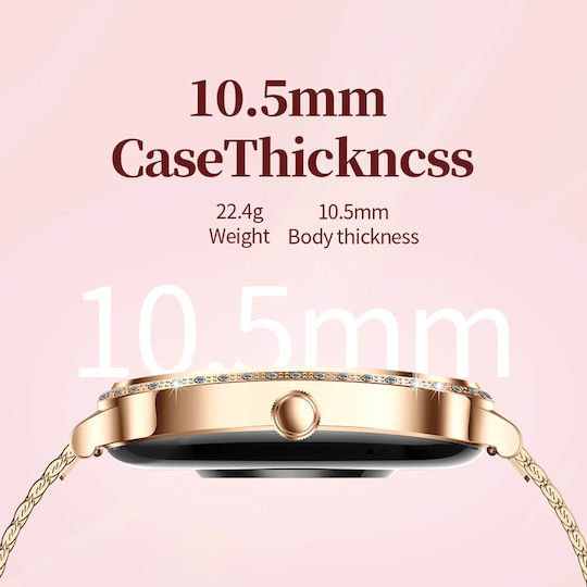 Microwear MK88 Smartwatch με Παλμογράφο (Gold Steel)