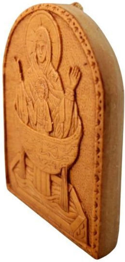 Monastic Wax Icon Holy Mary Life-Giving Spring 7.5x5.5 Cm