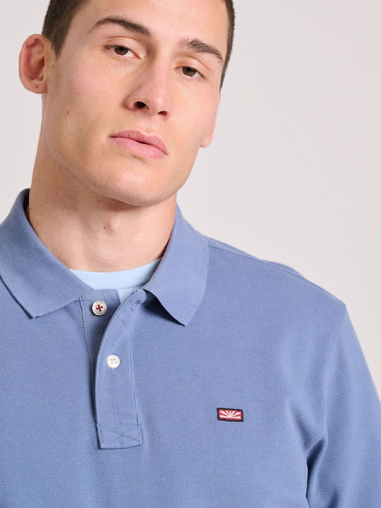 Polo Short Sleeve Blouse Faded Denim