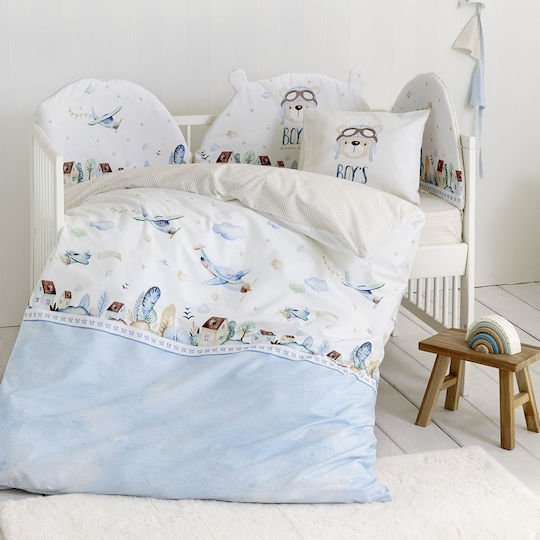 Nima Boy's World Βρεφικό Κουβερλί Βαμβακερό Γαλάζιο 100x140cm