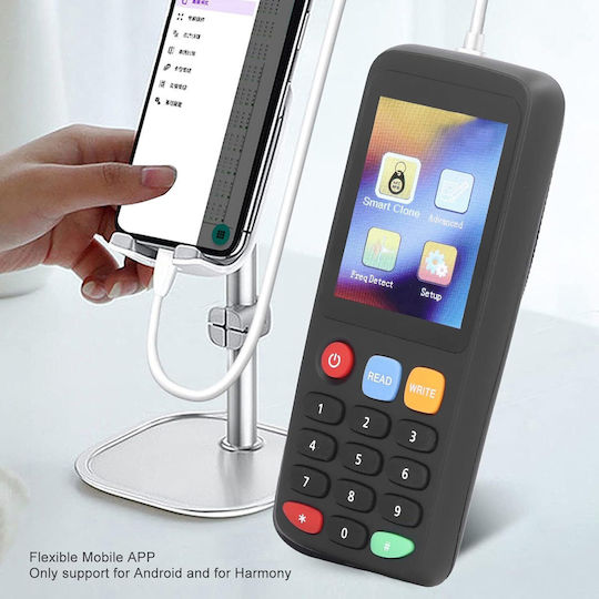 Set Cititor Copiator Rfid Nfc 1 X Adaptor Otg 5 X Carduri 5 X Chei Programabile Uid 7 Frecvențe Programabile 13.56 Mhz 125 Khz 175 Khz 250 Khz 300 Khz 375 Khz 500 Khz Ecran Lcd Negru