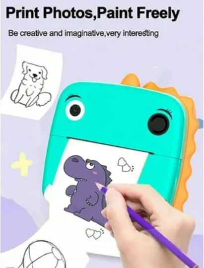 Little dinosaur Children's Camera with Thermal Printing Green