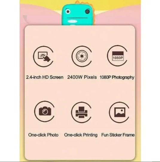 Little dinosaur Children's Camera with Thermal Printing Green