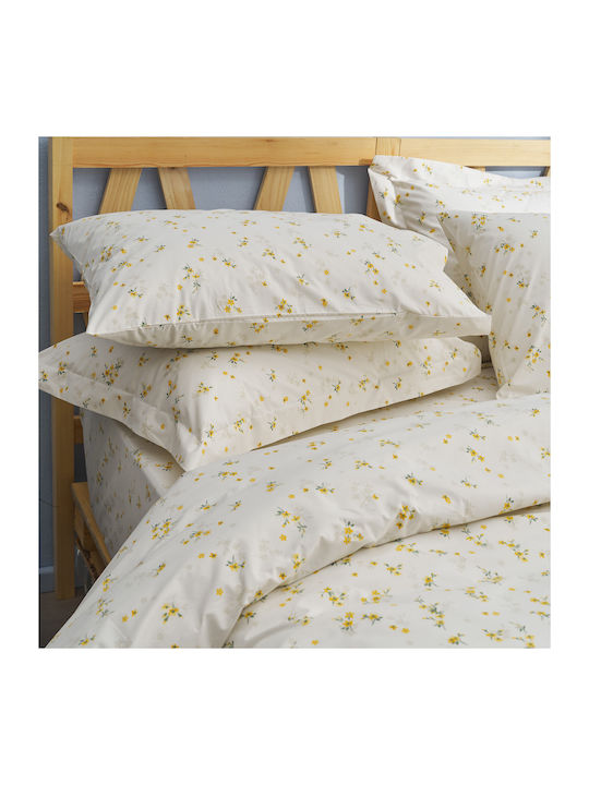 Charalambidis Textiles Ρετρό Σεντόνι Διπλό 200x260εκ. Γαλάζιο