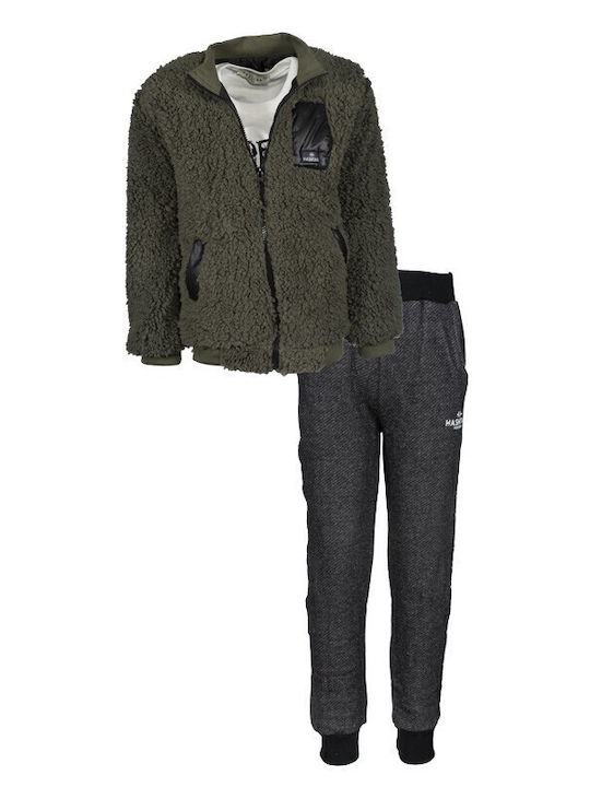 Set pentru copii cu pantaloni & haină Iarnă 3buc Kaki