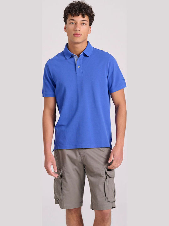 Polo Herrenbluse Kurzarm Satin Blauer