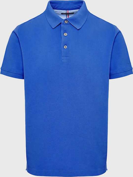 Polo Herrenbluse Kurzarm Satin Blauer