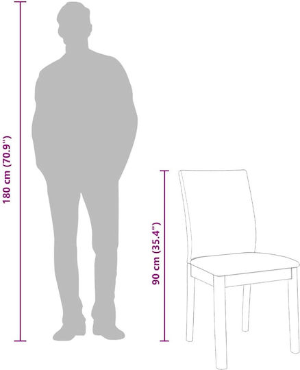 Dining Room Wooden Chair Coffee 48.5x49x90cm 2pcs