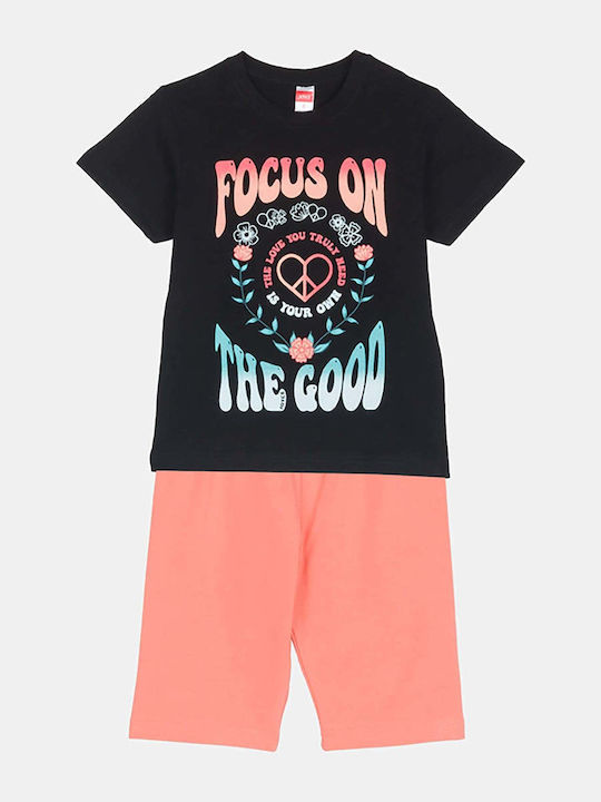 Kinder-Set mit Leggings Sommer 2Stück Black-orange