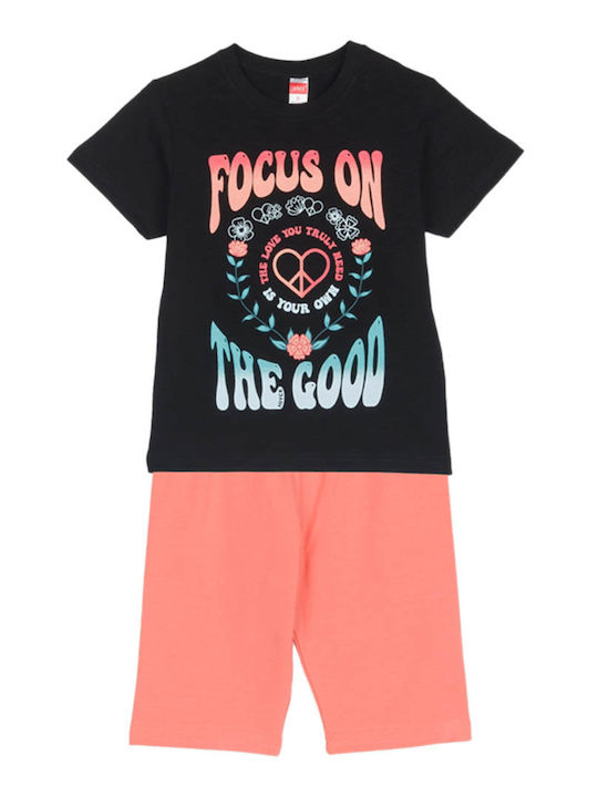 Kinder-Set mit Leggings Sommer 2Stück Black-orange