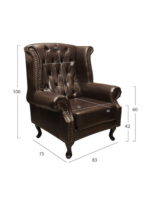 Polina Bergère from Leatherette Brown 83x75x107cm