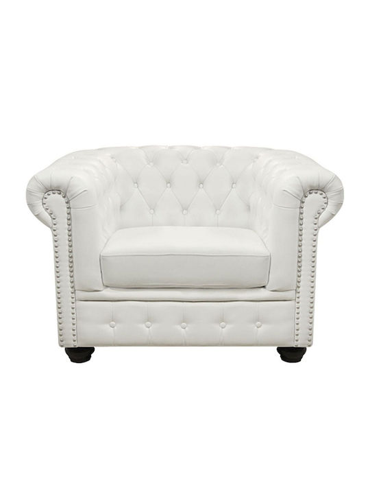 Chesterfield Armchair from Leatherette White 110x90x73cm