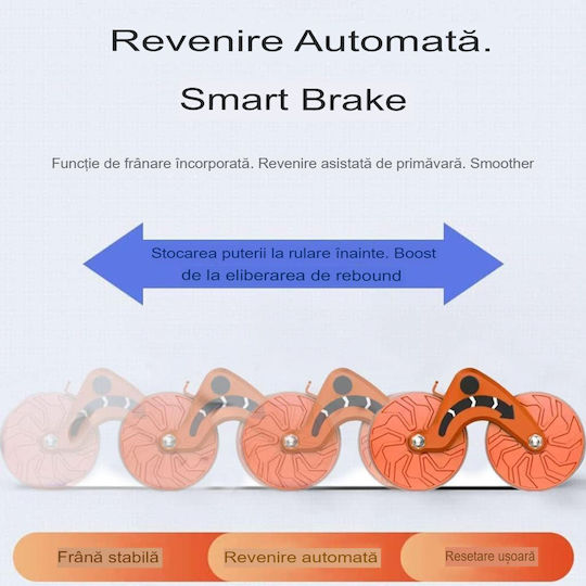 Roată Abdominală Timer Arvada Urbnfit Mecanism de Rebound Automat Suporturi pentru Coate Roată Lată de 10cm Set Complet Portocaliu