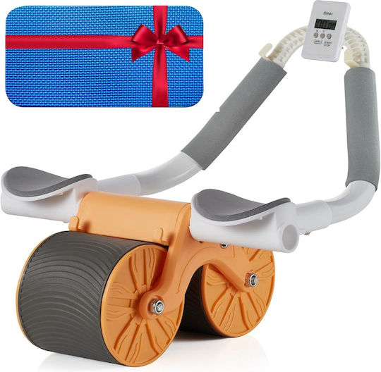Roată Abdominală Timer Arvada Urbnfit Mecanism de Rebound Automat Suporturi pentru Coate Roată Lată de 10cm Set Complet Portocaliu