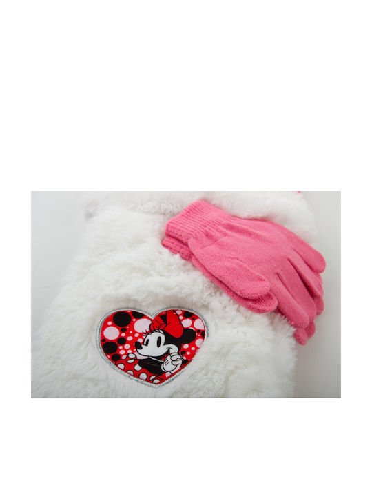 Minnie Kinder Mütze Set mit Handschuhe Pelz Rosa