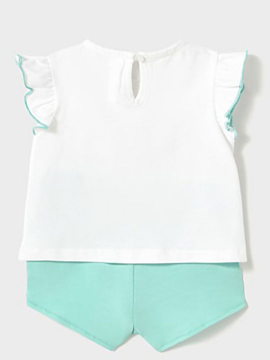 Kids' Set with Shorts Summer 4pcs White/Turquoise Mermaid Set