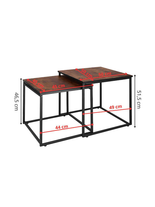 Platz Satztisch-Set Metall Braun 2Stück B49xT49cm
